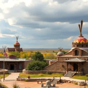 A beautiful landscape of a Native American heritage site in Oklahoma