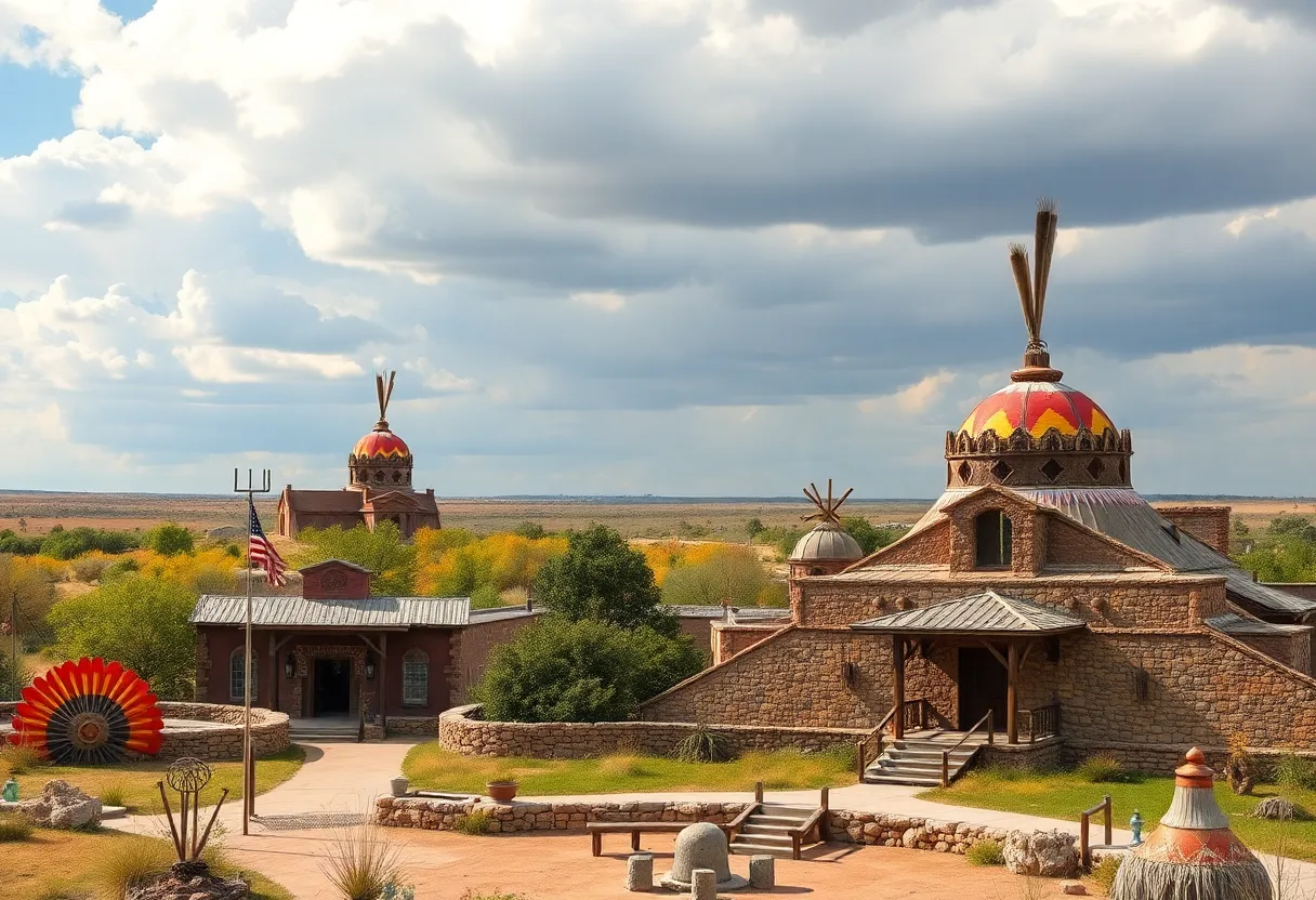 A beautiful landscape of a Native American heritage site in Oklahoma