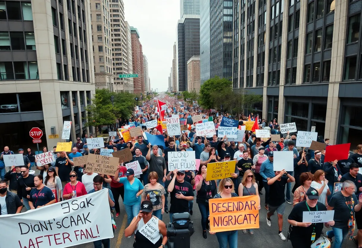 Participants in the No Kings protests in downtown Oklahoma City