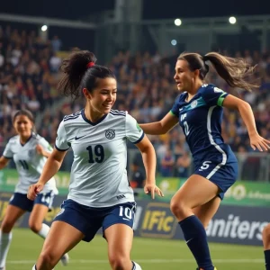 OCU women's soccer team celebrating after scoring a goal