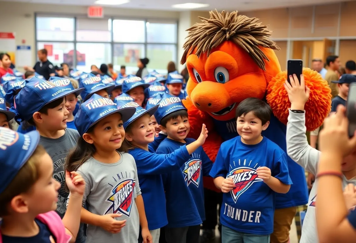Students at lunch party celebrating OKC Thunder victory