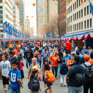 Families enjoying activities at the OKC Thunder Fan Fest