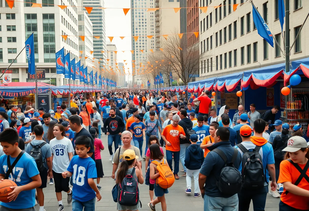 Families enjoying activities at the OKC Thunder Fan Fest