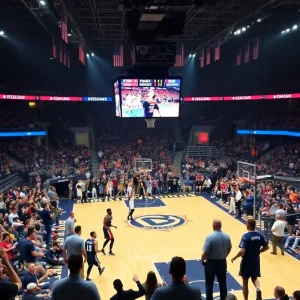 OKC Thunder players in action during a preseason game against the Denver Nuggets.