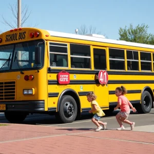 Oklahoma City Public Schools bus parked in the city
