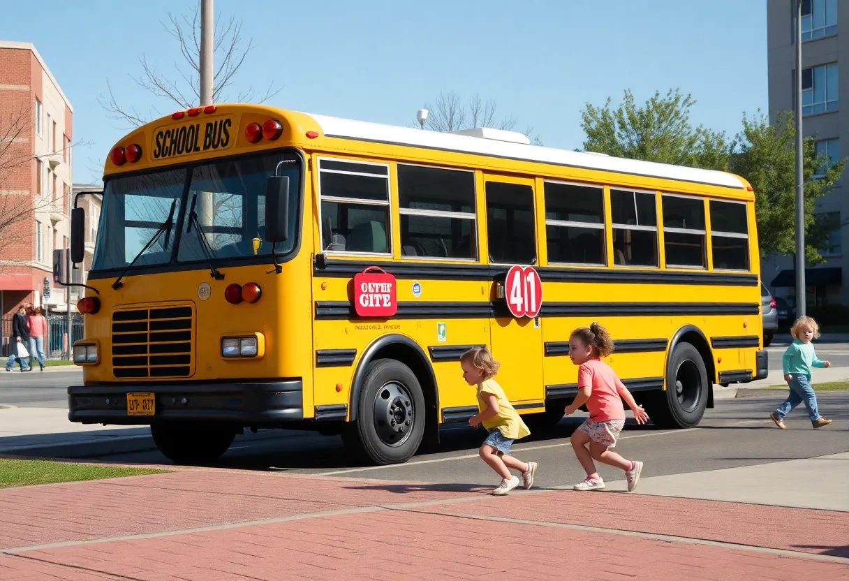 Oklahoma City Public Schools bus parked in the city