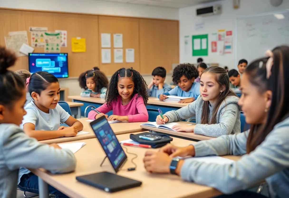Students engaged in AI-driven tutoring sessions in Oklahoma