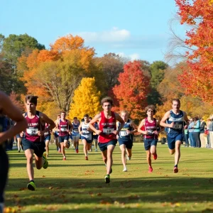 Runners at the Oklahoma Christian University cross country meet at Lake Hefner Park