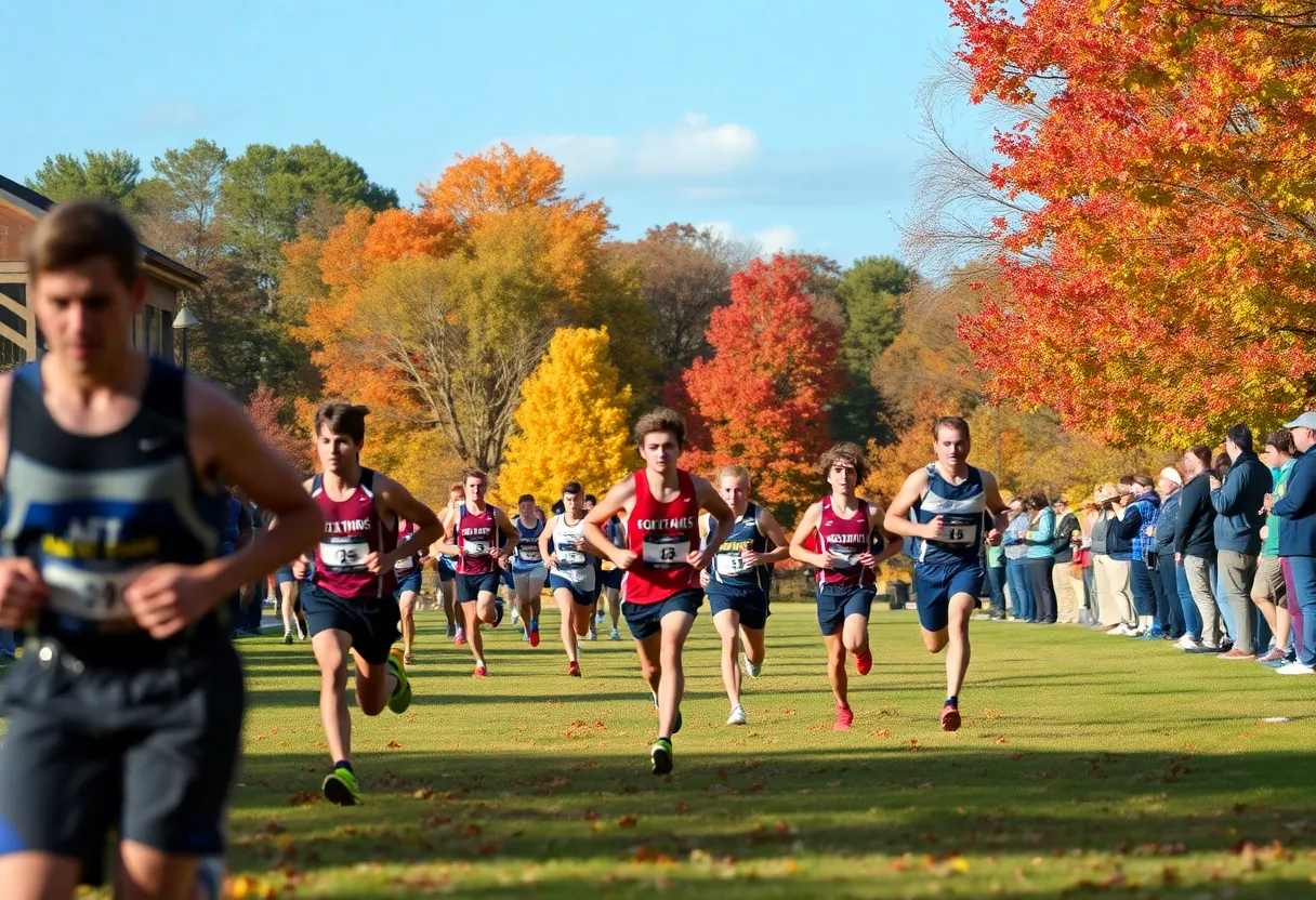 Runners at the Oklahoma Christian University cross country meet at Lake Hefner Park
