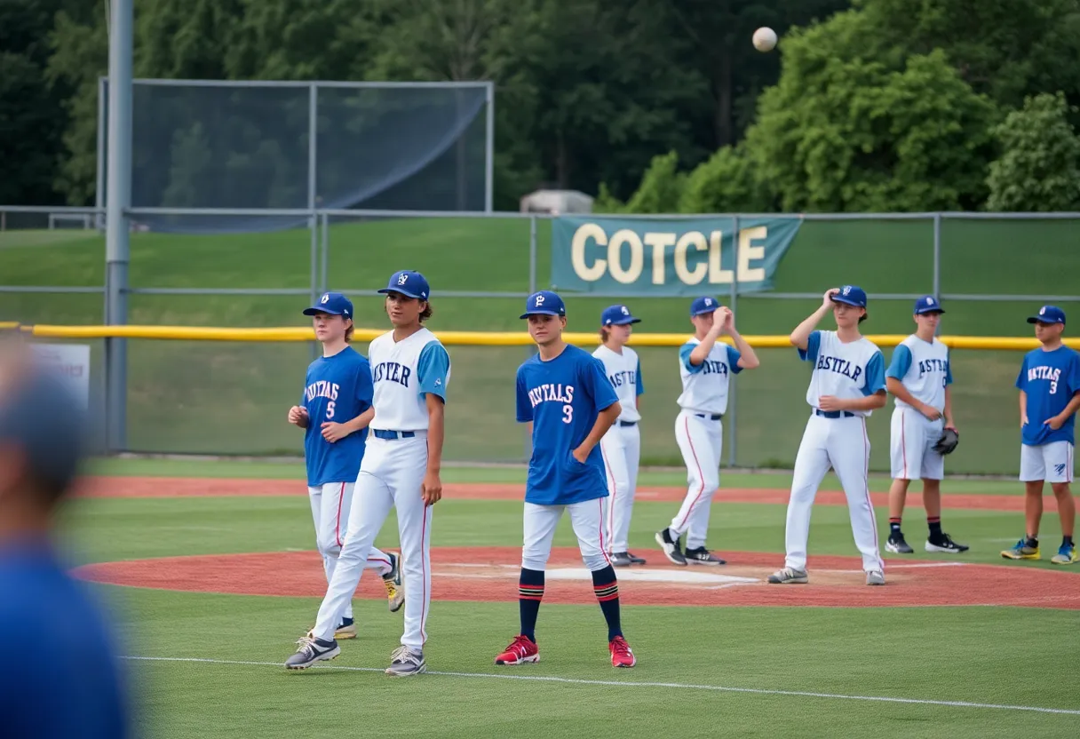 High school athletes participating in Oklahoma City baseball prospect camp