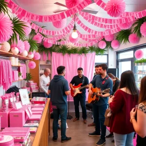 Community members at a breast cancer awareness pop-up event in Oklahoma City