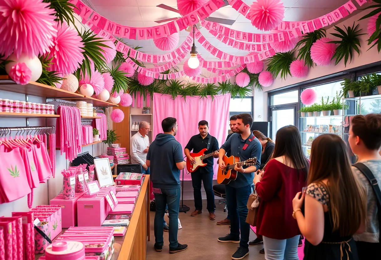 Community members at a breast cancer awareness pop-up event in Oklahoma City
