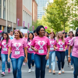 Participants wearing pink at the Susan G. Komen MORE THAN Pink Walk in Oklahoma City