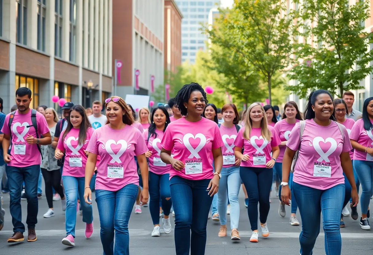 Participants wearing pink at the Susan G. Komen MORE THAN Pink Walk in Oklahoma City