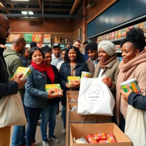 Families receiving food donations during SNAP program shutdown