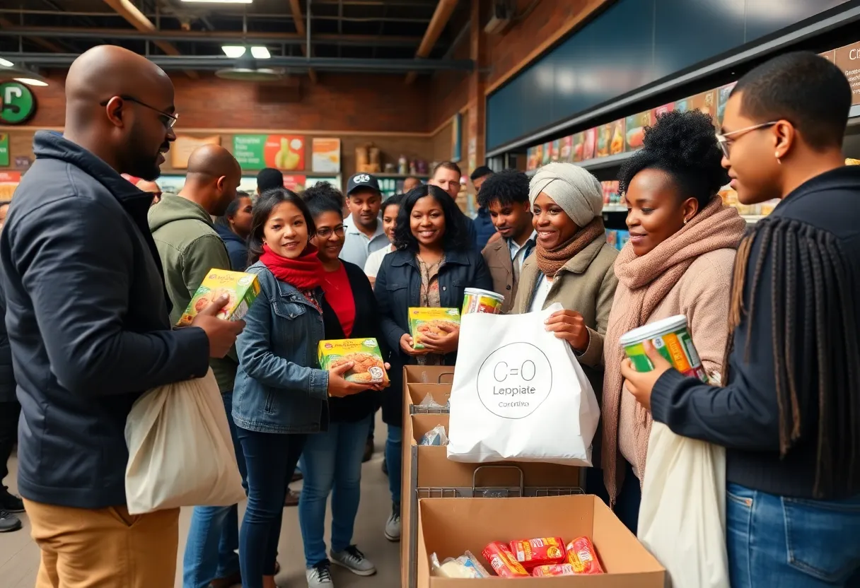 Families receiving food donations during SNAP program shutdown