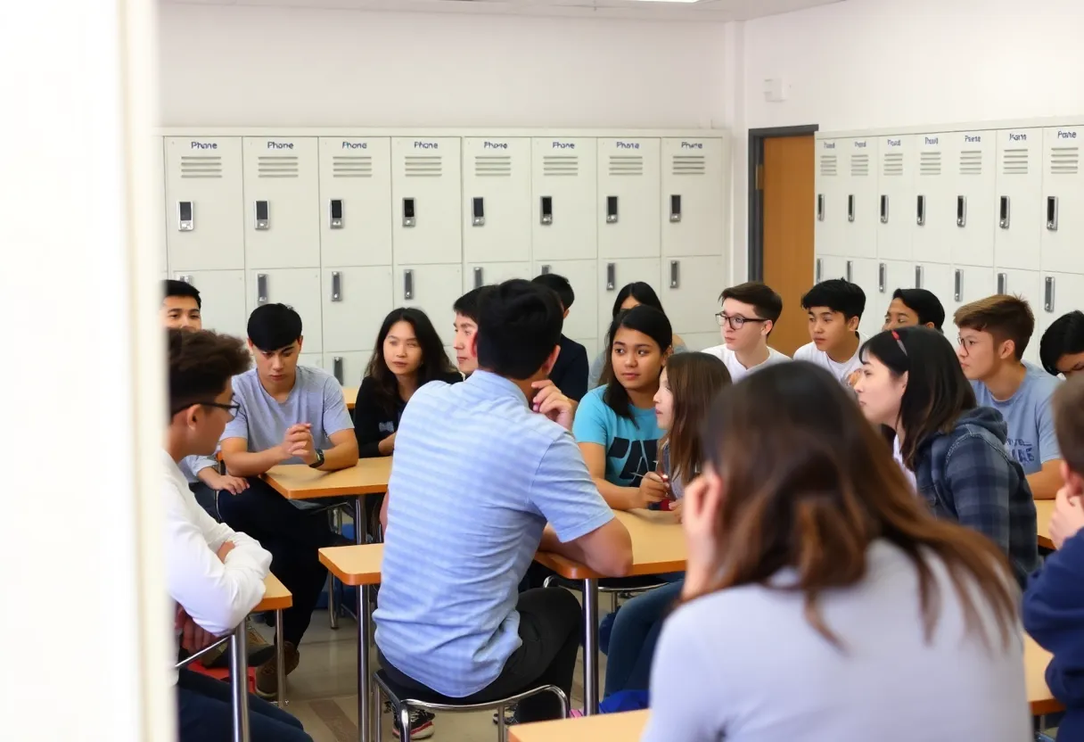 Students engaged in class discussion after cellphone ban in Oklahoma City schools
