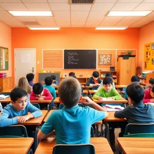 A vibrant classroom depicting the spirit of education and inspiration.