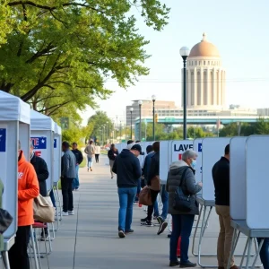 Residents casting ballots during early voting in Oklahoma City.