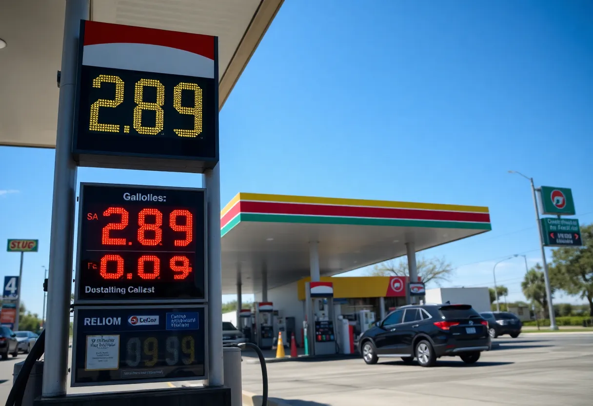 Gas station in Oklahoma City showing $2.89 gas prices