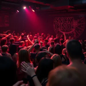 Goth-punk concert crowd at Opolis in Oklahoma City