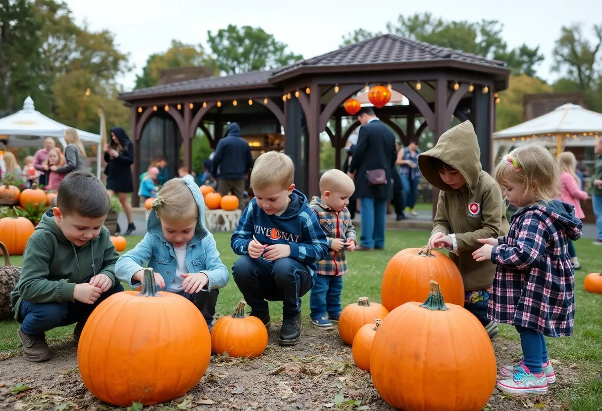 Families enjoying Halloween activities at Myriad Botanical Gardens