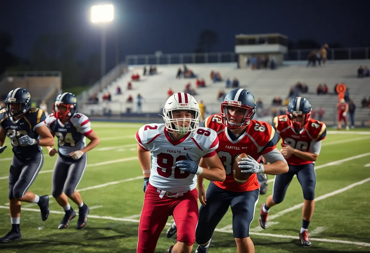 Players in a high school football game in Oklahoma City