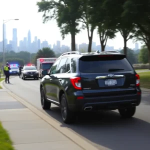 Emergency responders at the site of a hit-and-run near Scissortail Park in Oklahoma City