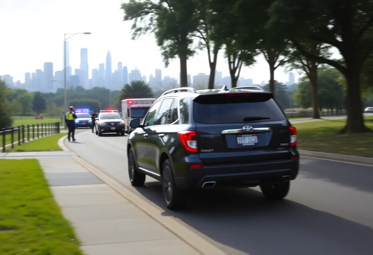 Emergency responders at the site of a hit-and-run near Scissortail Park in Oklahoma City