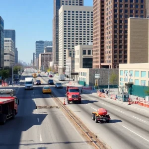 Construction site in Oklahoma City for infrastructure development