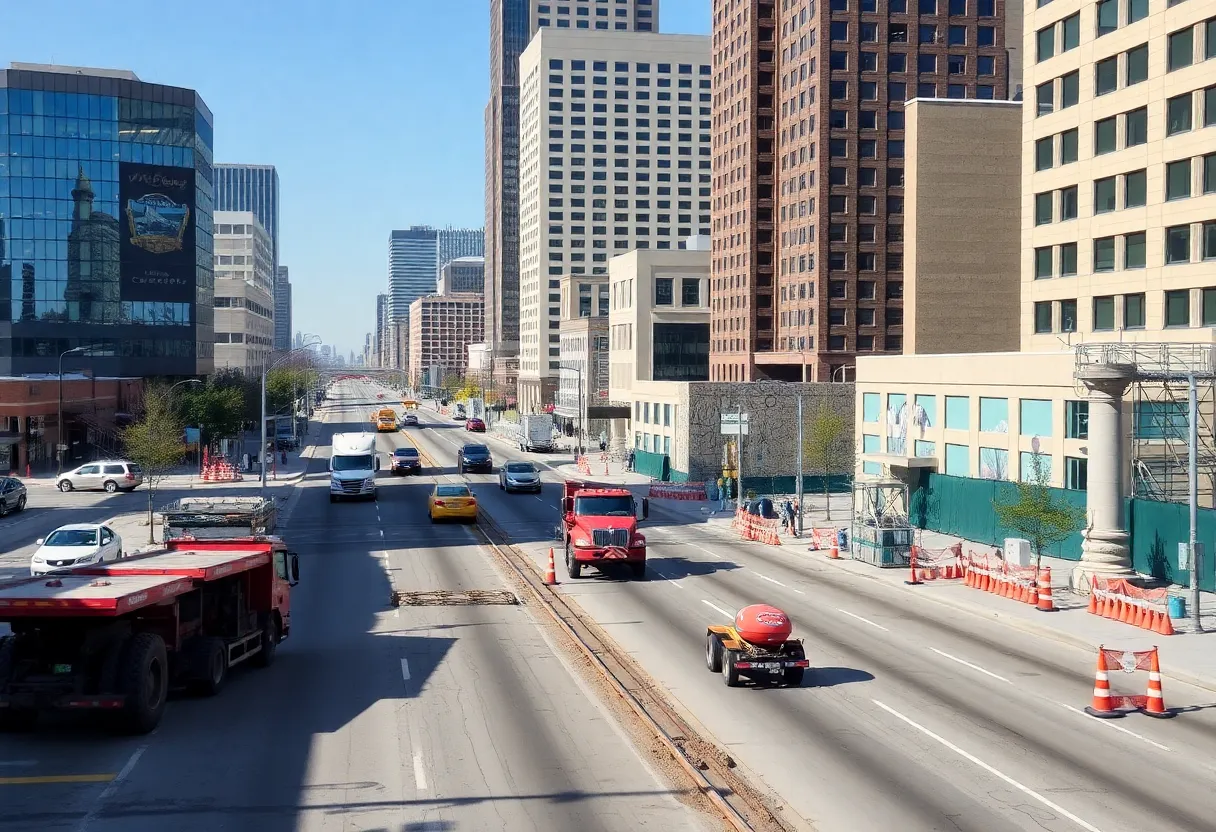 Construction site in Oklahoma City for infrastructure development