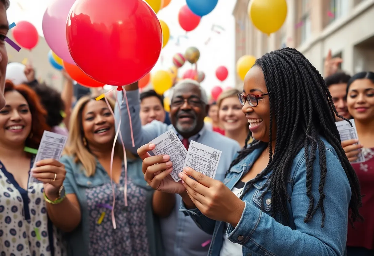 People celebrating lottery wins in Oklahoma City