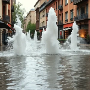 Flooded Midtown district due to water main break
