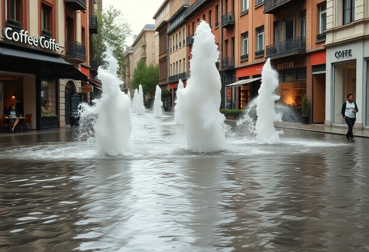 Flooded Midtown district due to water main break