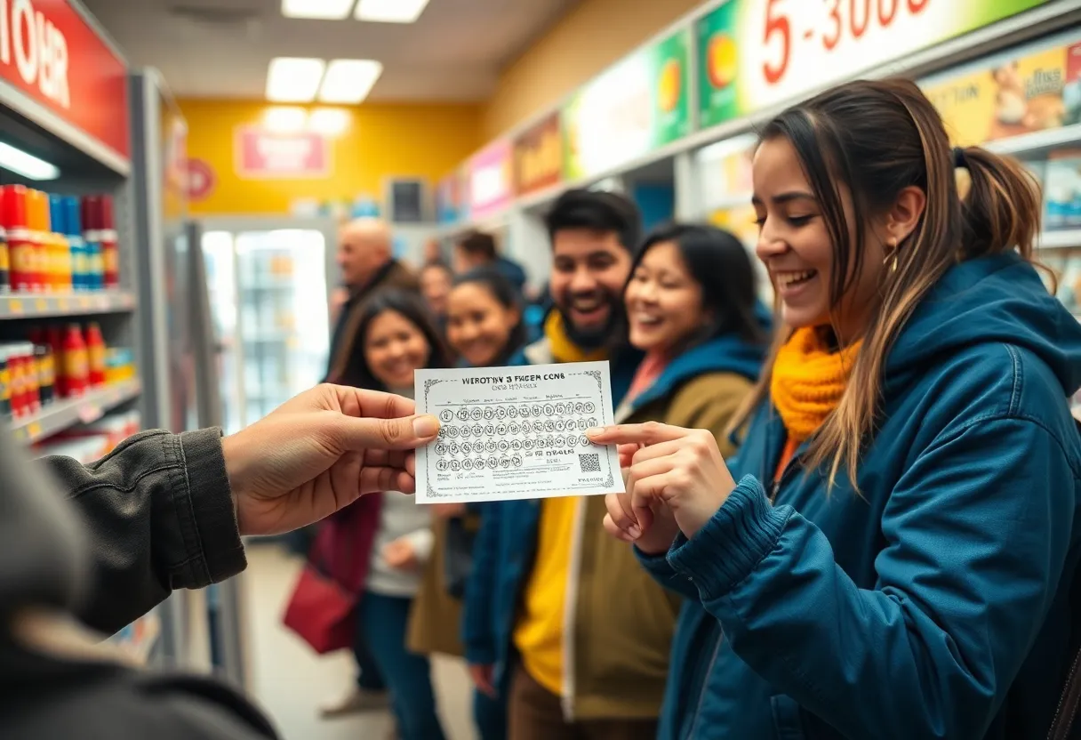 People buying Powerball tickets in Oklahoma City