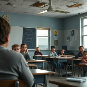 A concerned classroom scene illustrating the challenges in Oklahoma City education.