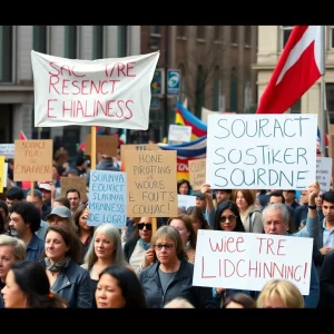 Diverse crowd protesting for social justice in Oklahoma City