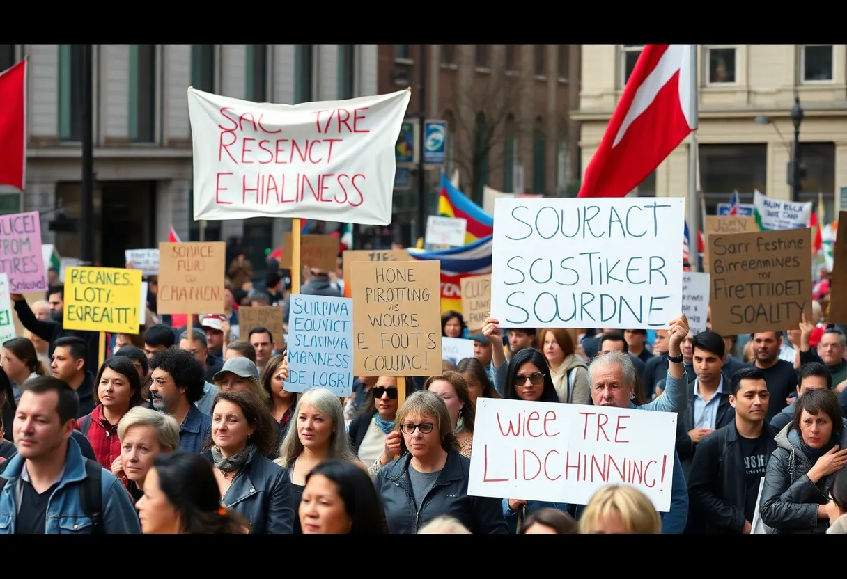 Diverse crowd protesting for social justice in Oklahoma City