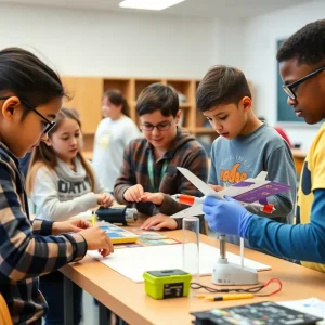 Students participating in a STEM workshop focused on aerospace education in Oklahoma City.