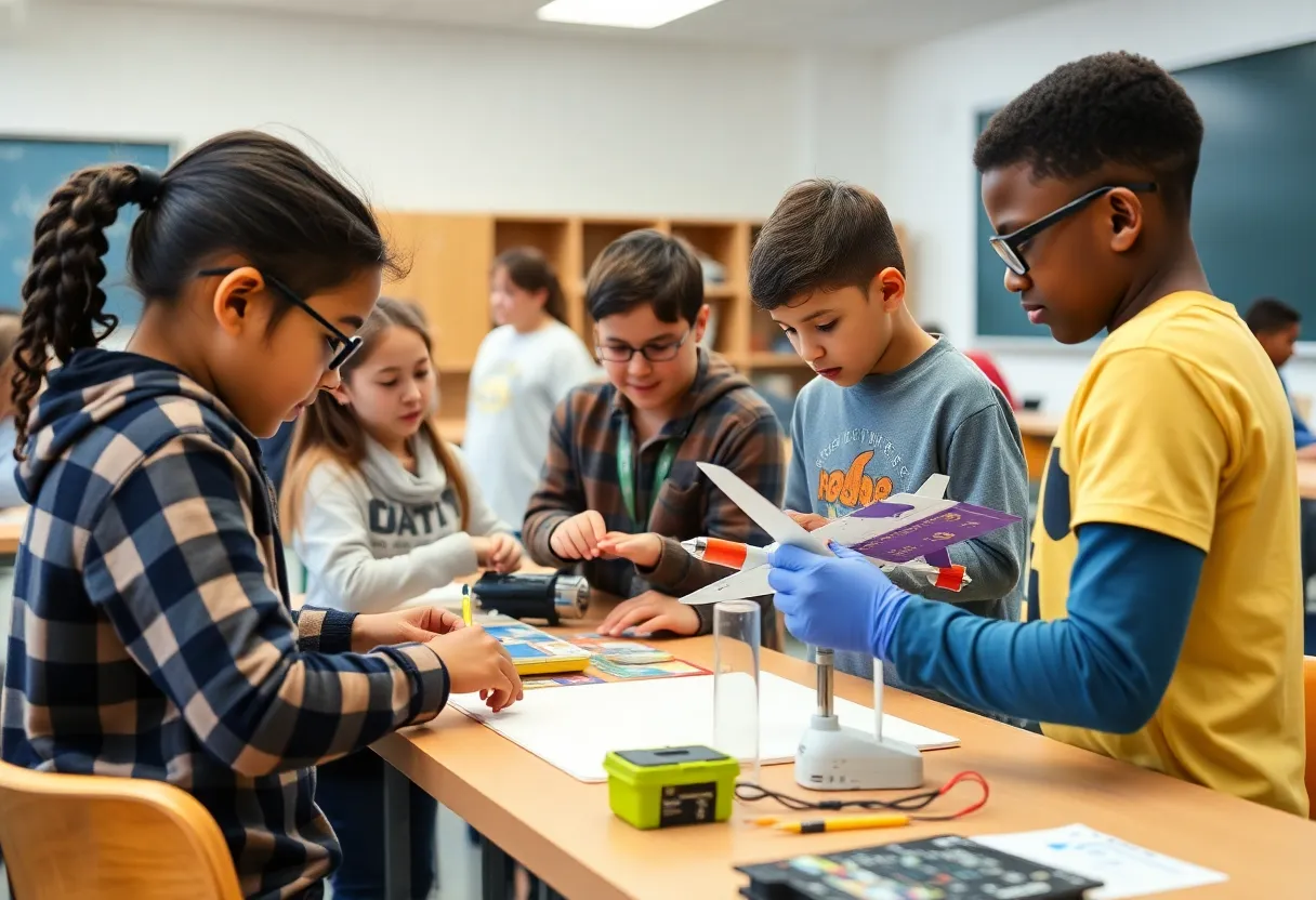 Students participating in a STEM workshop focused on aerospace education in Oklahoma City.