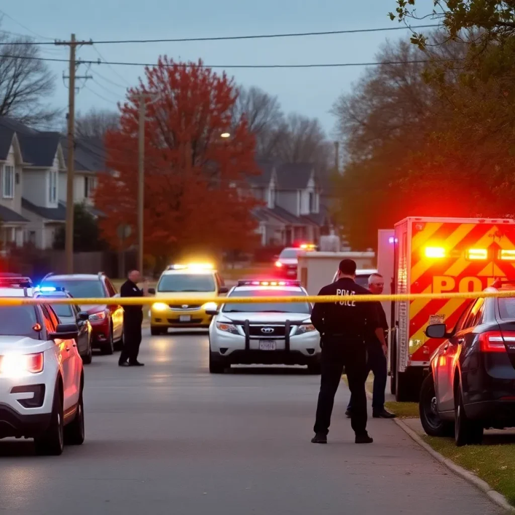 Scene of the Oklahoma City police standoff with emergency vehicles