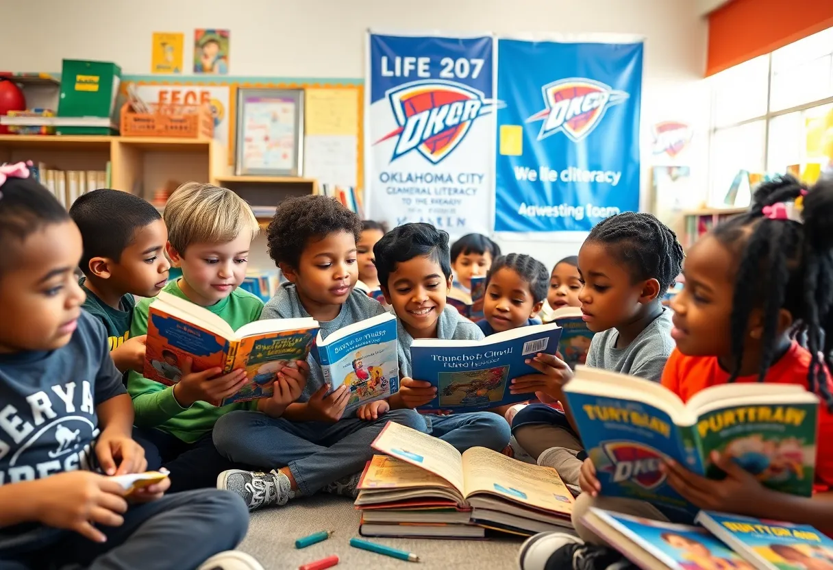 Students participating in Oklahoma City Thunder reading challenge