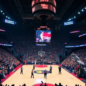 Fans cheering during the Thunder vs Rockets double-overtime game