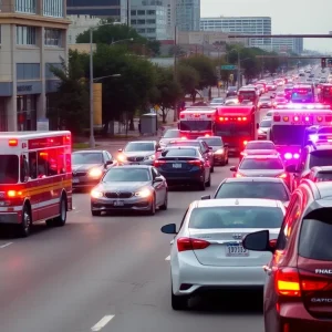 Traffic congestion caused by a multi-vehicle collision in Oklahoma City.
