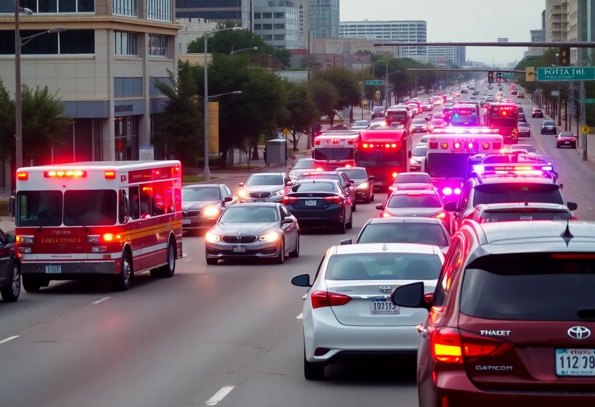 Traffic congestion caused by a multi-vehicle collision in Oklahoma City.