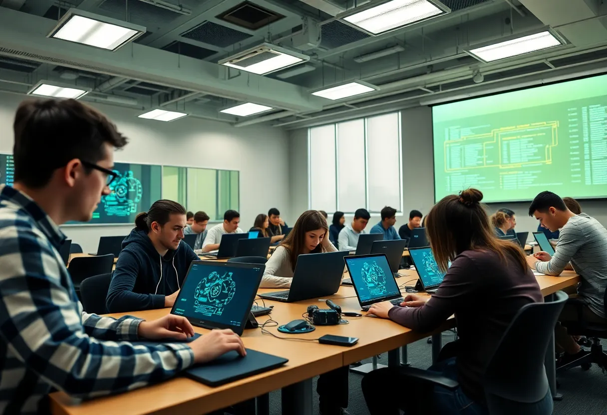 Students participating in cybersecurity training at Oklahoma City University