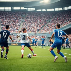 Oklahoma City University soccer players in action during a match.
