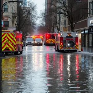 Emergency crews addressing a water main break in northeast Oklahoma City