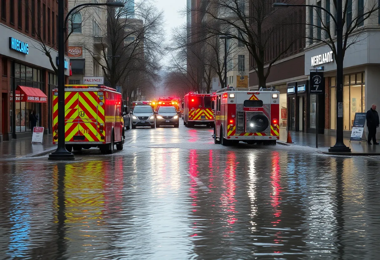 Emergency crews addressing a water main break in northeast Oklahoma City