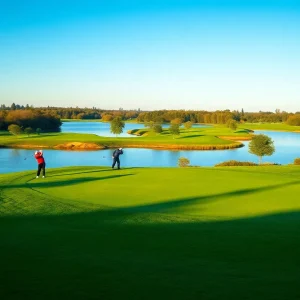 Golfer at OKC Municipal Golf Course executing a perfect shot